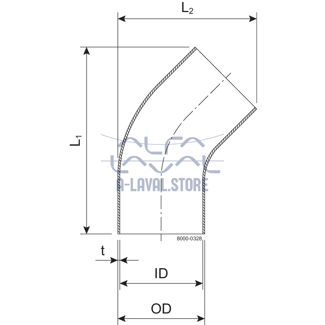BEND 45 BL 76.1 HSF3 1.4404